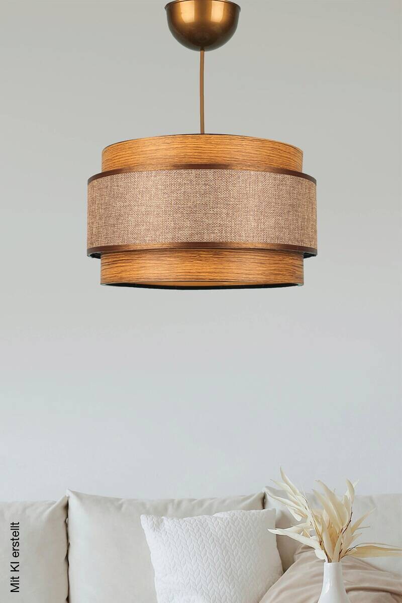 Opviq Pendelleuchte braun Kunststoff Stoff B/T/L: ca. 28x28x28 cm E27 1 Brennstellen