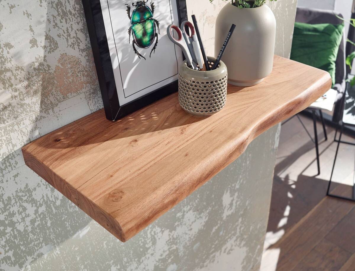 Wandregal braun Holz B/H/T: ca. 40x4x26 cm