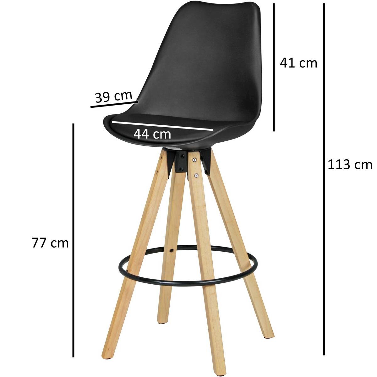 Barhocker 2er-Set schwarz Kunstleder B/H/T: ca. 44x113x39 cm
