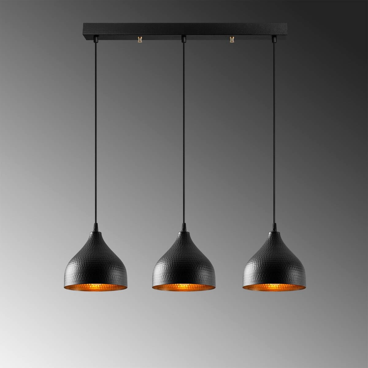 Opviq Pendelleuchte Tattoo schwarz Metall B/H/T/L/D: ca. 18x114x18x68x18 cm E27 3 Brennstellen