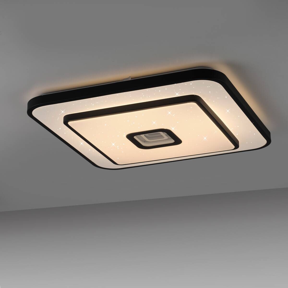Just Light LED-Deckenleuchte Turanus schwarz B/H/L: ca. 48x7,5x48 cm
