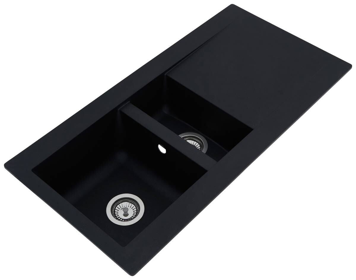 Respekta Einbauspüle Denver 1,5 100 x 50 S schwarz Mineralite B/H/T: ca. 100x20x50 cm