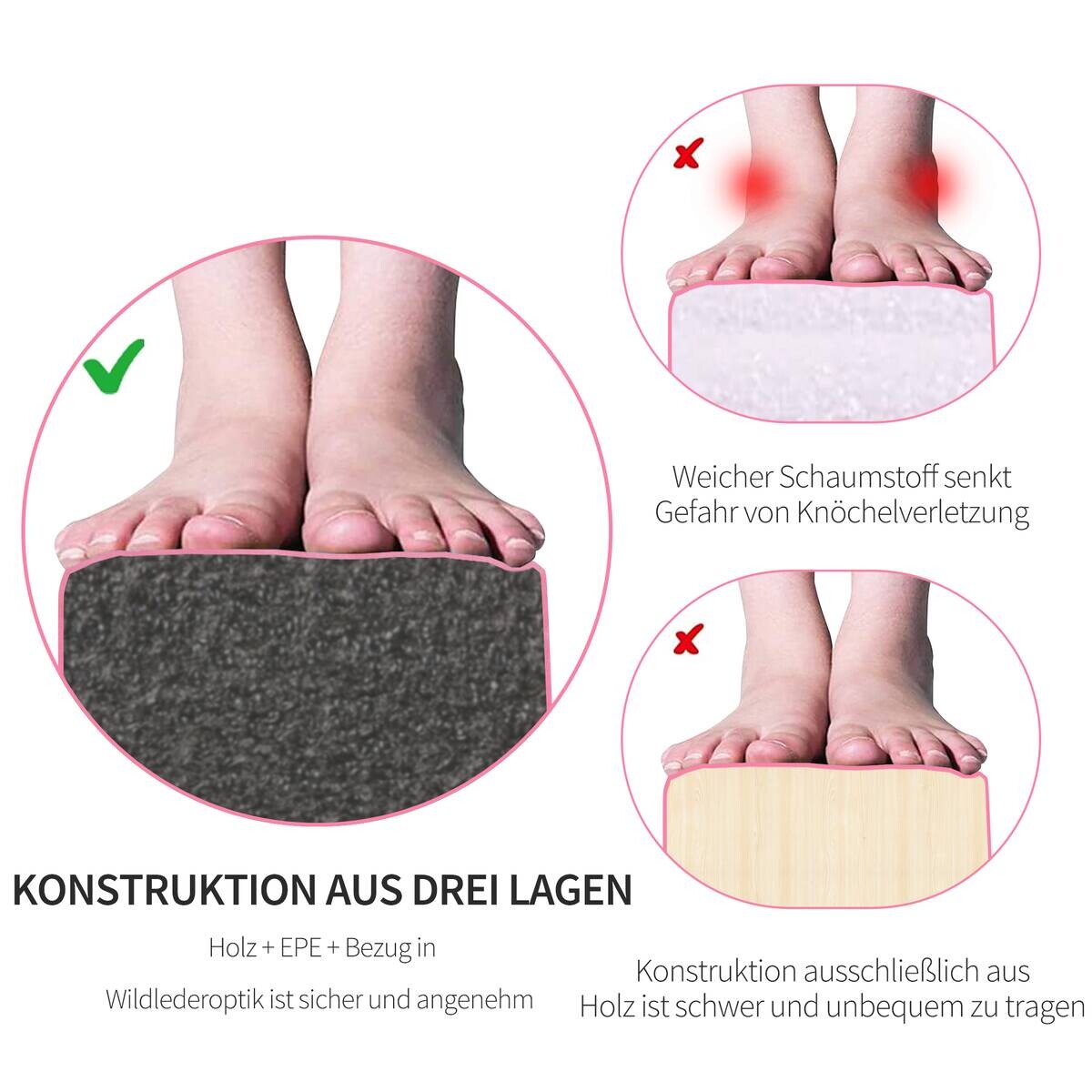 HOMCOM Fitness-Zubehör rosa Holz B/H/L: ca. 10x210x6,5 cm