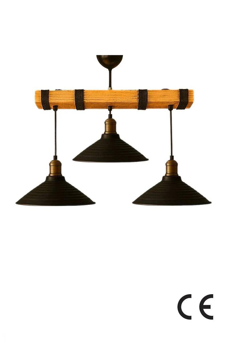 Pendelleuchte mehrfarbig Holz B/H/L/D: ca. 50x55x50x50 cm E27 1 Brennstellen
