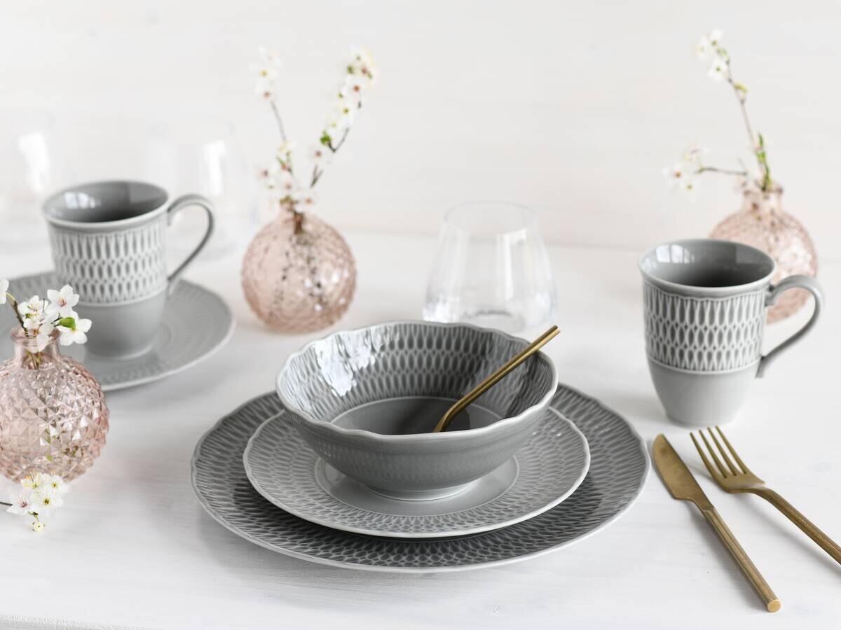 CreaTable Kombiservice Sofia grau Porzellan 16 tlg.