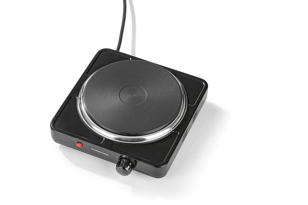 GOURMETmaxx Einzelkochplatte 14430 schwarz Metall B/H/L: ca. 23,5x7,5x23,5 cm