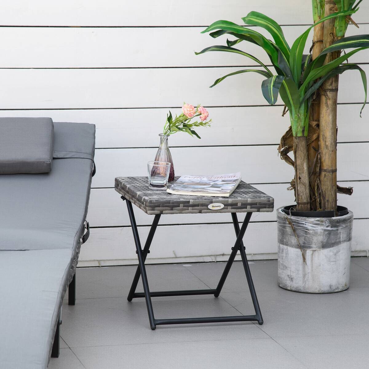 Outsunny Beistelltisch grau Edelstahl B/H/L: ca. 40x40x40 cm