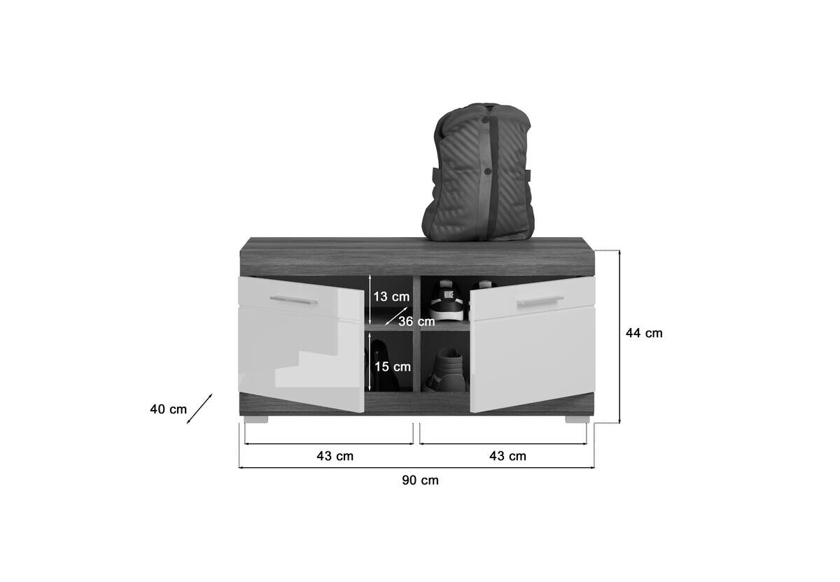 Sitzbank SCOUT Rauchsilber Nachbildung weiß Hochglanz B/H/T: ca. 90x44x40 cm
