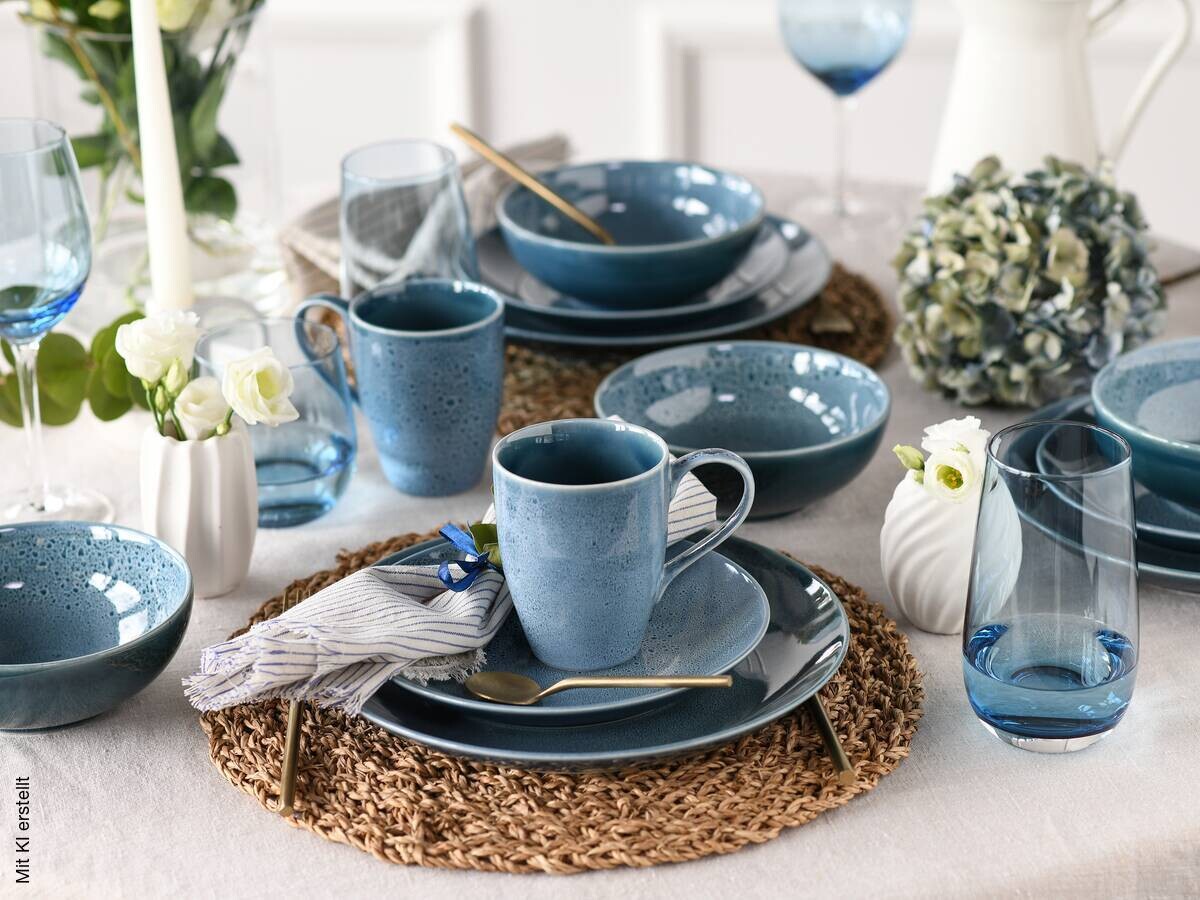 CreaTable Kombiservice Reactive BLUE petrol Keramik