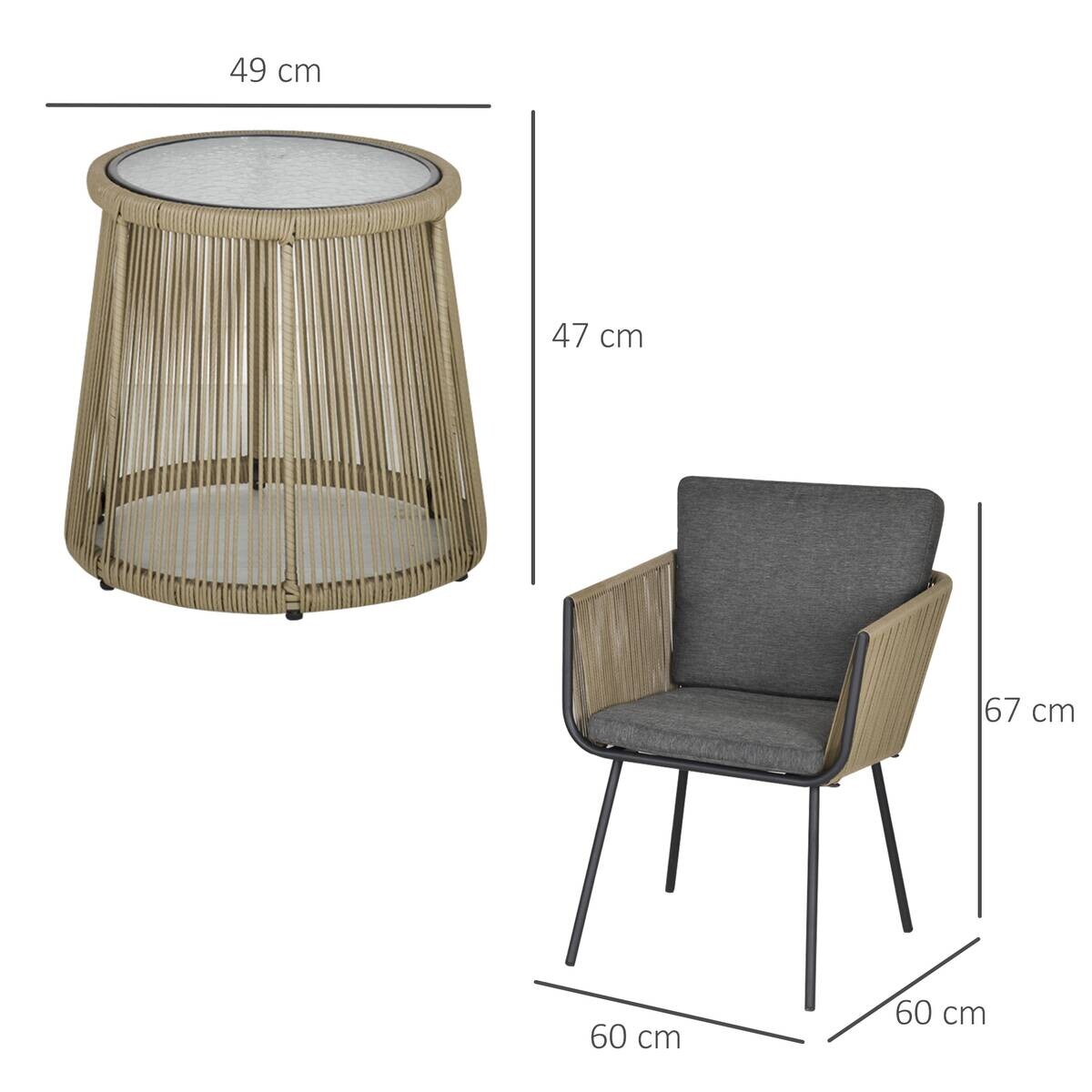 Outsunny Sitzgruppe grau Polyester B/H/L: ca. 60x60x67 cm