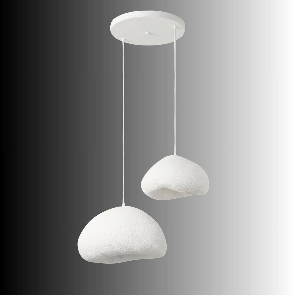 Opviq Pendelleuchte weiß Fiberglas Metall B/T/L: ca. 70x70x70 cm E27 2 Brennstellen