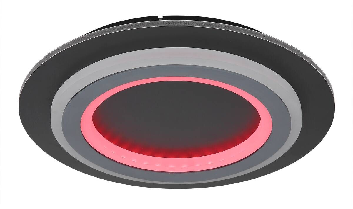 GLOBO LED-Deckenleuchte mattschwarz Opal grau Metall Kunststoff Acryl H/D: ca. 5,5x34 cm 1 Brennstellen