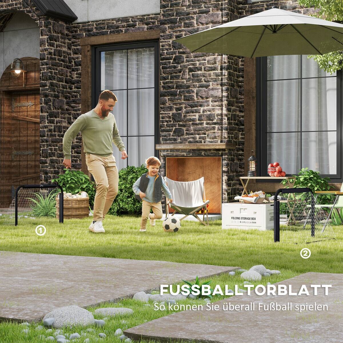 HOMCOM Fußballtor schwarz B/H/L: ca. 36x60x90 cm