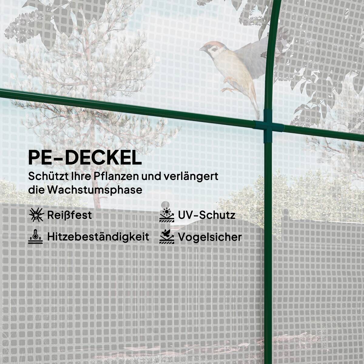 Outsunny Folientunnel B/H/T/L: ca. 180x200x180x180 cm weiß