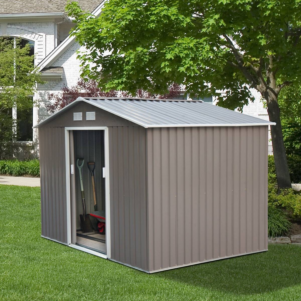 Outsunny Gartenhaus grau B/H/L: ca. 181x192x277 cm