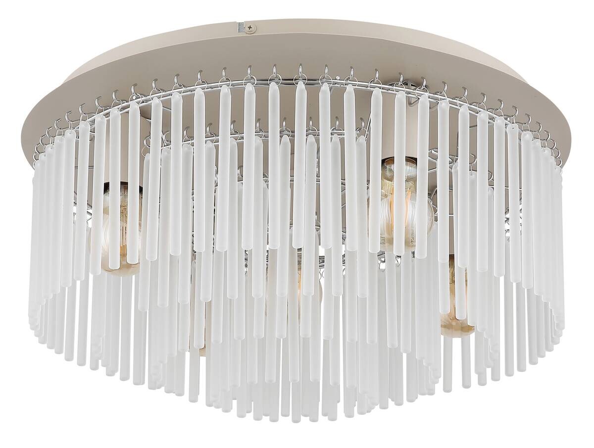 GLOBO Deckenleuchte Chrom sand Glas Metall H/D: ca. 25x50 cm E27 5 Brennstellen