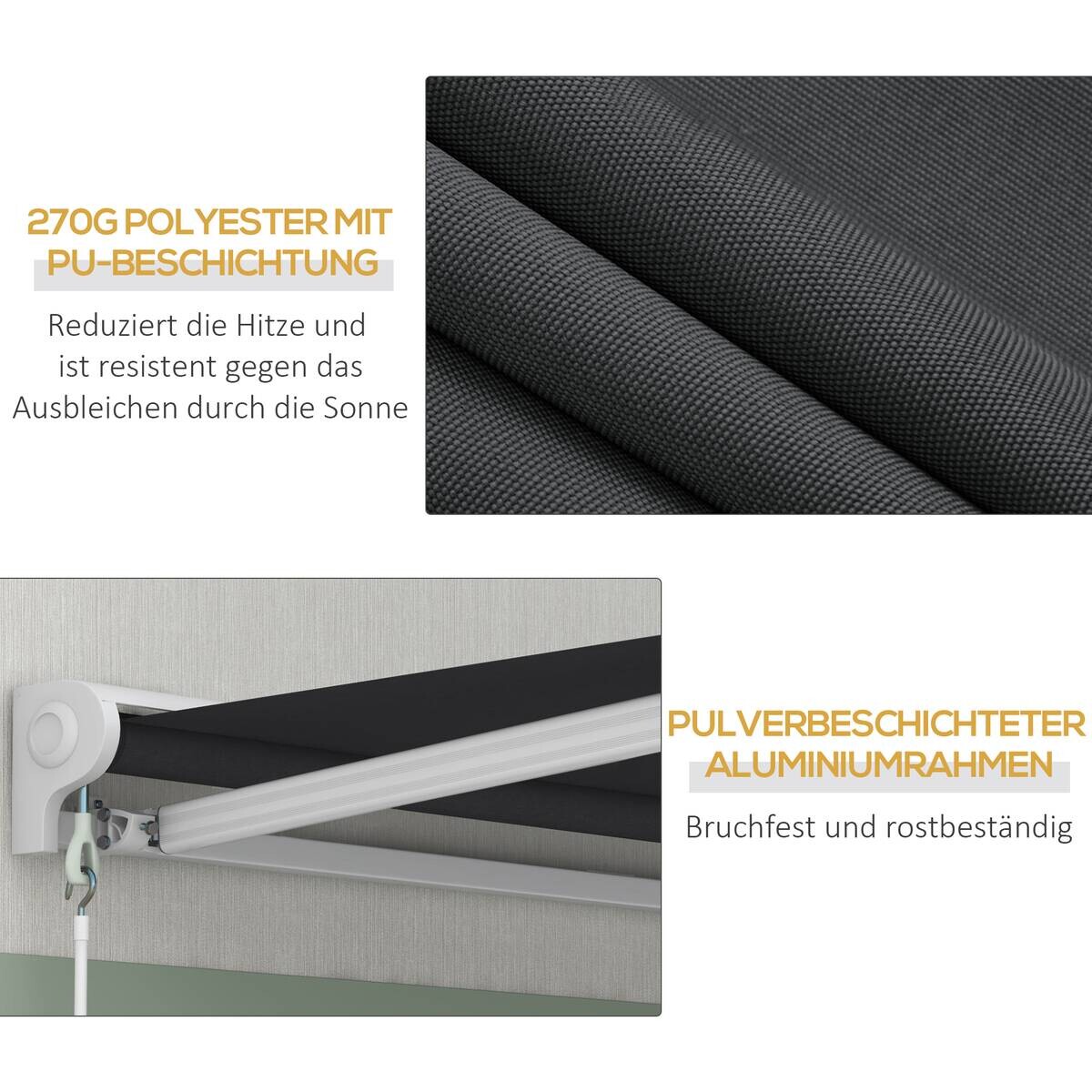 Outsunny Markise grau B/H/L: ca. 300x395x150 cm