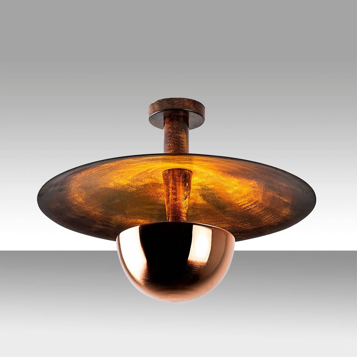 Opviq Deckenleuchte Kurt Kupfer Metall B/H/T/L/D: ca. 48x35x48x48x48 cm G9 1 Brennstellen