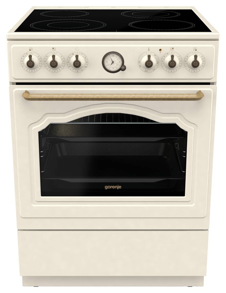 Gorenje Retro-Standherd 60cm mit Glaskeramikkochfeld GECS6B70CLI EEK: A Spektrum: A+++ bis D 71l Volumen beige B/H/T: ca. 60x85x60 cm
