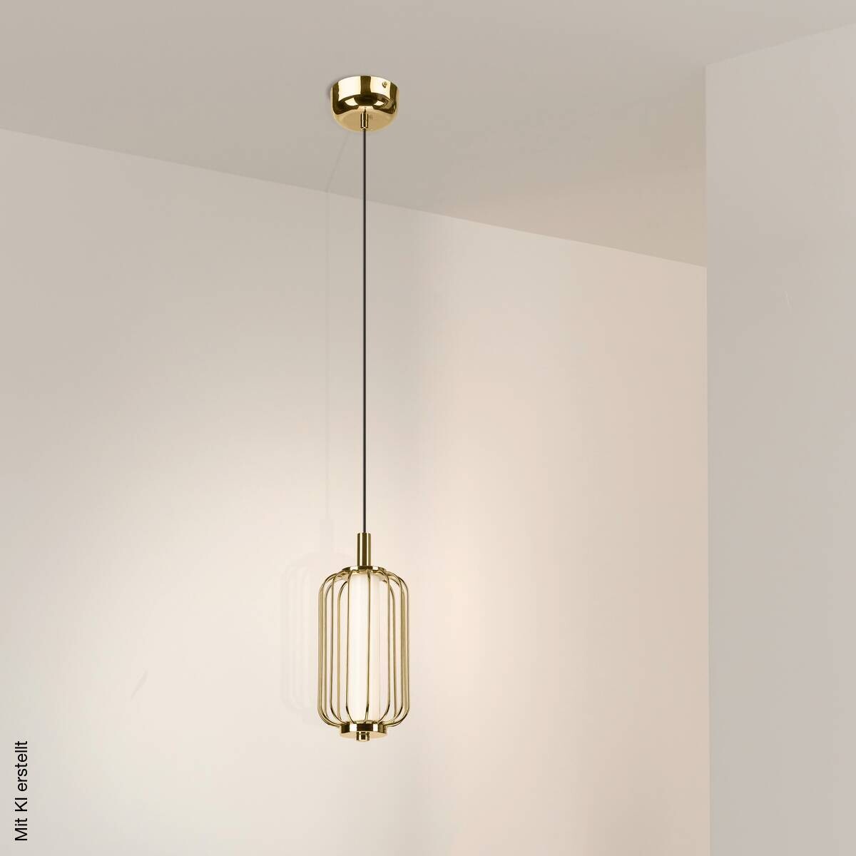 Lamkur Pendelleuchte gold Stahl B/H/L: ca. 12x120x12 cm GU10 1 Brennstellen