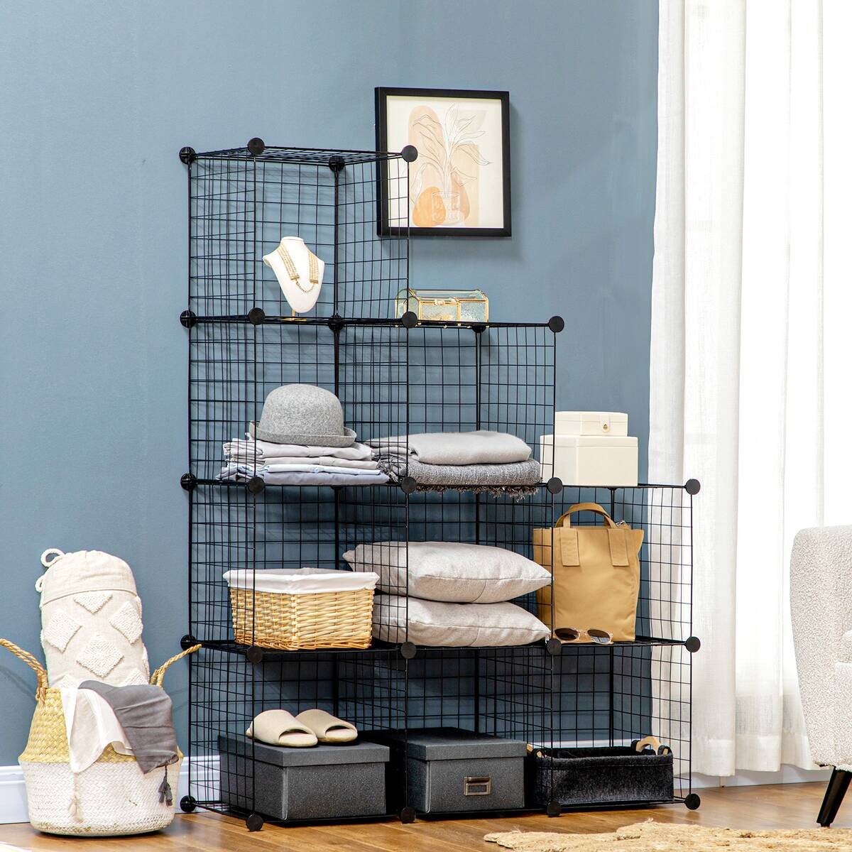 HOMCOM Regal schwarz Kunststoff B/H/L: ca. 35x35x35 cm