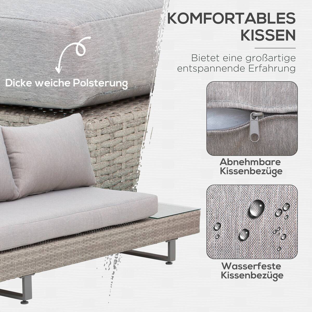 Outsunny Sitzgruppe grau Edelstahl B/H/L: ca. 69x196x59 cm