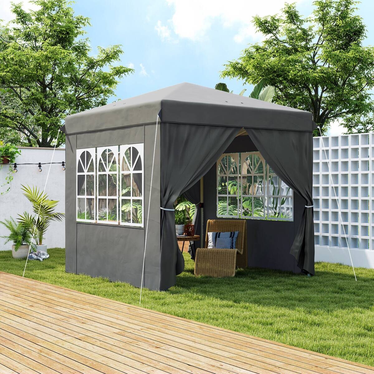 Outsunny Pavillon dunkelgrau Metall B/H/L: ca. 250x268x250 cm