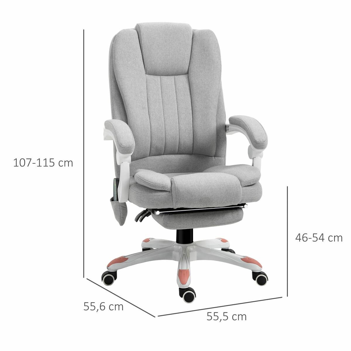 Vinsetto Massagestuhl MH921-272 grau Polyester-Mischgewebe Schaumstoff Nylon B/H/L: ca. 66x115x63 cm