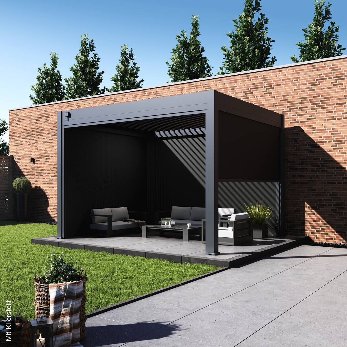 Paragon Outdoor Seitenteil für Pergola Grand Tuscan grau Kunststoff B/H: ca. 340x237 cm