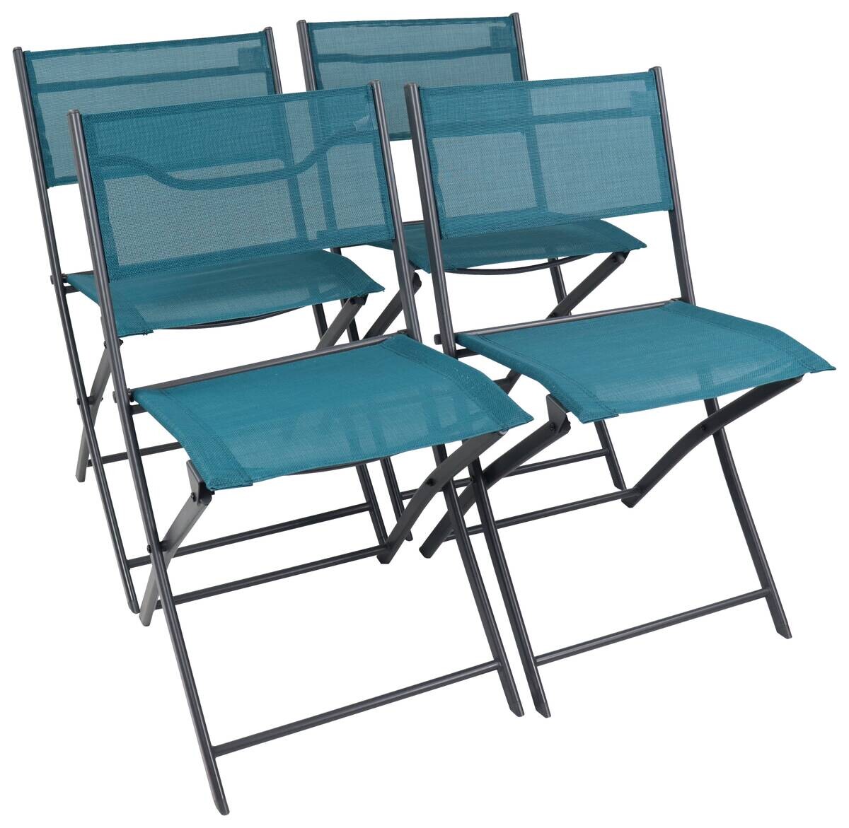VCM Gartenstuhl 4er Set Sumila türkis Textilene B/H/L: ca. 45x79x46 cm