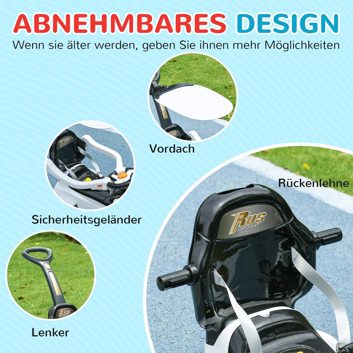 AIYAPLAY Baby-Schiebeauto weiß B/H/L: ca. 39x90x96 cm