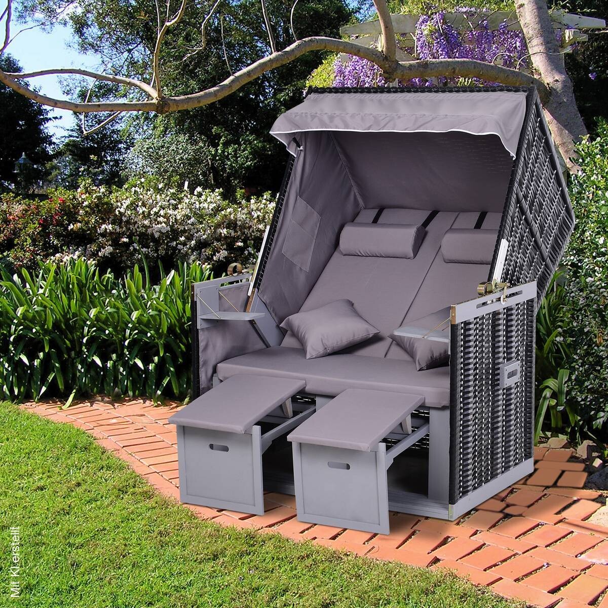 Outsunny Strandkorb grau Metall B/H/T: ca. 118x150x79 cm
