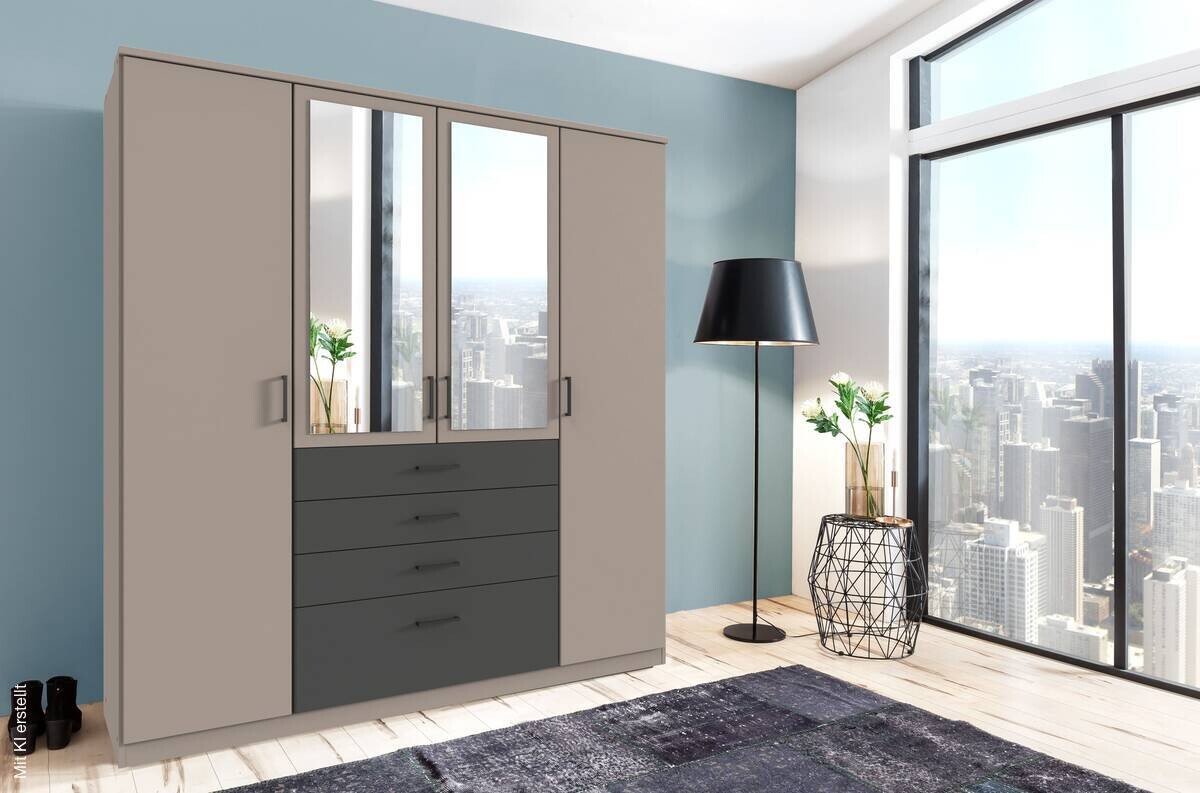Kleiderschrank Cottbus Sahara grau B/H/T: ca. 180x199x58 cm