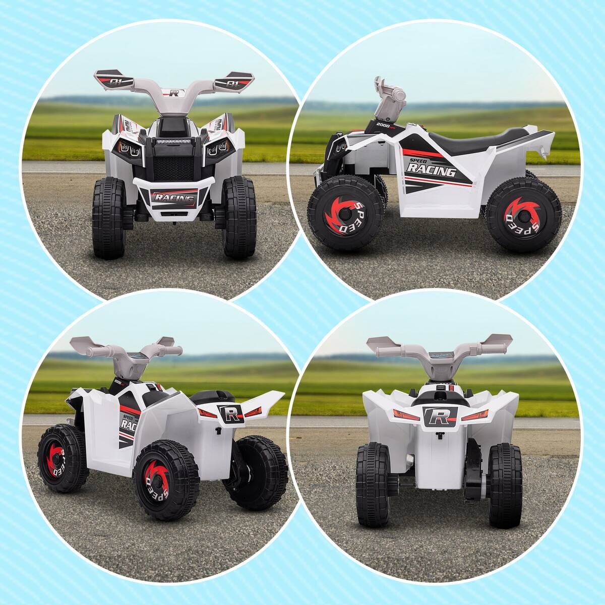 HOMCOM Elektroauto für Kinder weiß B/H/L: ca. 41,5x48,5x70 cm
