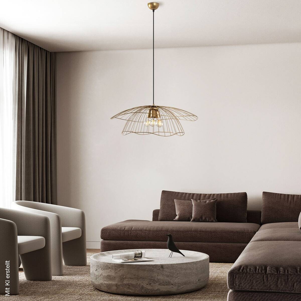 Opviq Pendelleuchte gold B/H/T: ca. 70x124x70 cm E27 3 Brennstellen
