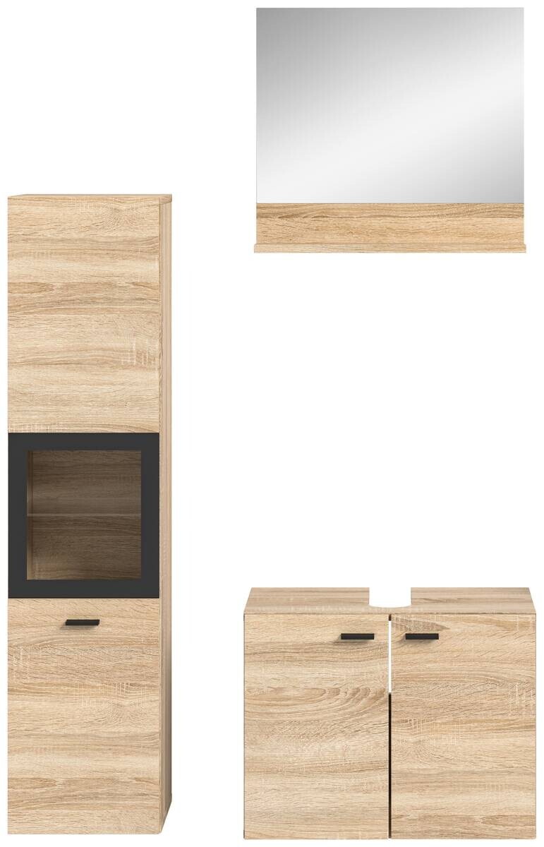 Badezimmer-Set BOSTON Eiche Sonoma Nachbildung schwarz B/H/T: ca. 102x186x33 cm