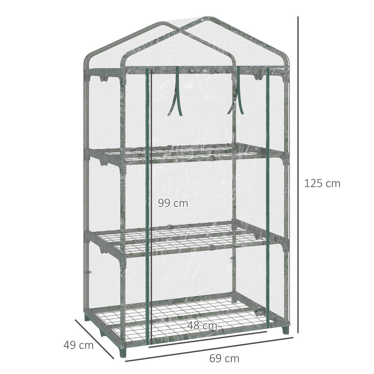 Outsunny Gewächshaus B/H/T/L: ca. 49x125x49x69 cm transparent
