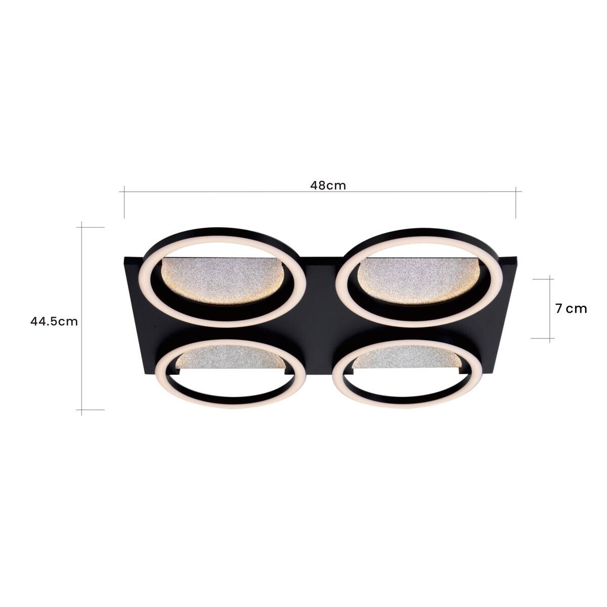 POCOline LED-Deckenleuchte Arietty schwarz Metall Kunststoff B/H/L: ca. 44,5x7x48 cm