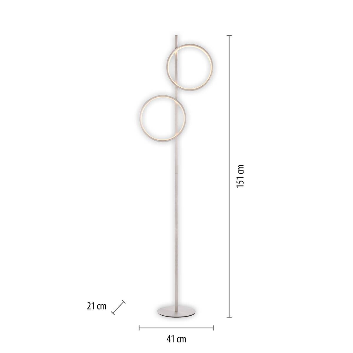 Just Light Stehlampe Mini-Ritus silber Eisen B/H/T: ca. 40,5x151x21 cm 2 Brennstellen