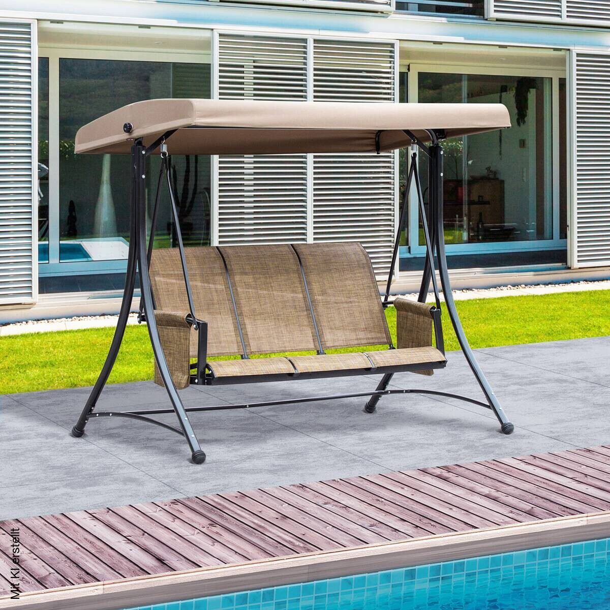 Outsunny Hollywoodschaukel braun Polyester B/H/L: ca. 128x172x196 cm