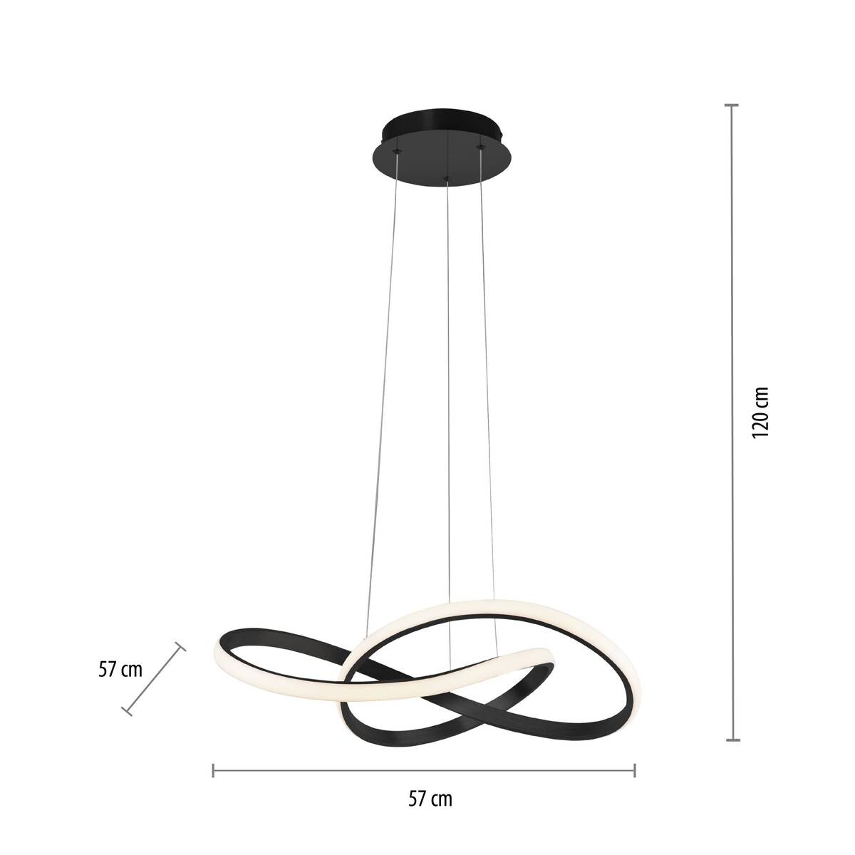 Just Light LED-Pendelleuchte MARIA 15402-18 schwarz Aluminium Gummi H/D: ca. 120x57 cm 1 Brennstellen