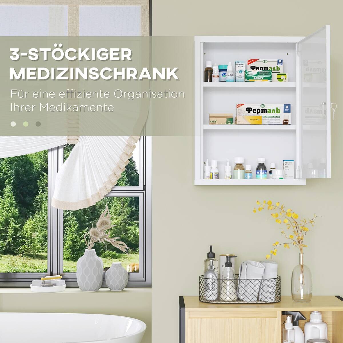 Medizinschrank weiß Edelstahl B/H/L: ca. 15x40x53,5 cm