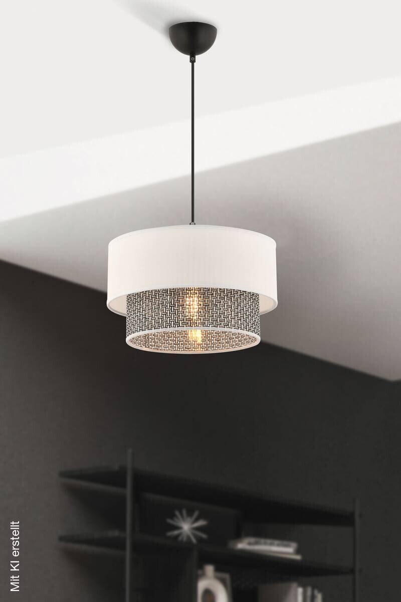 Opviq Pendelleuchte Echo grau weiß Baumwolle B/H/T/L/D: ca. 30x65x30x30x30 cm E27 1 Brennstellen