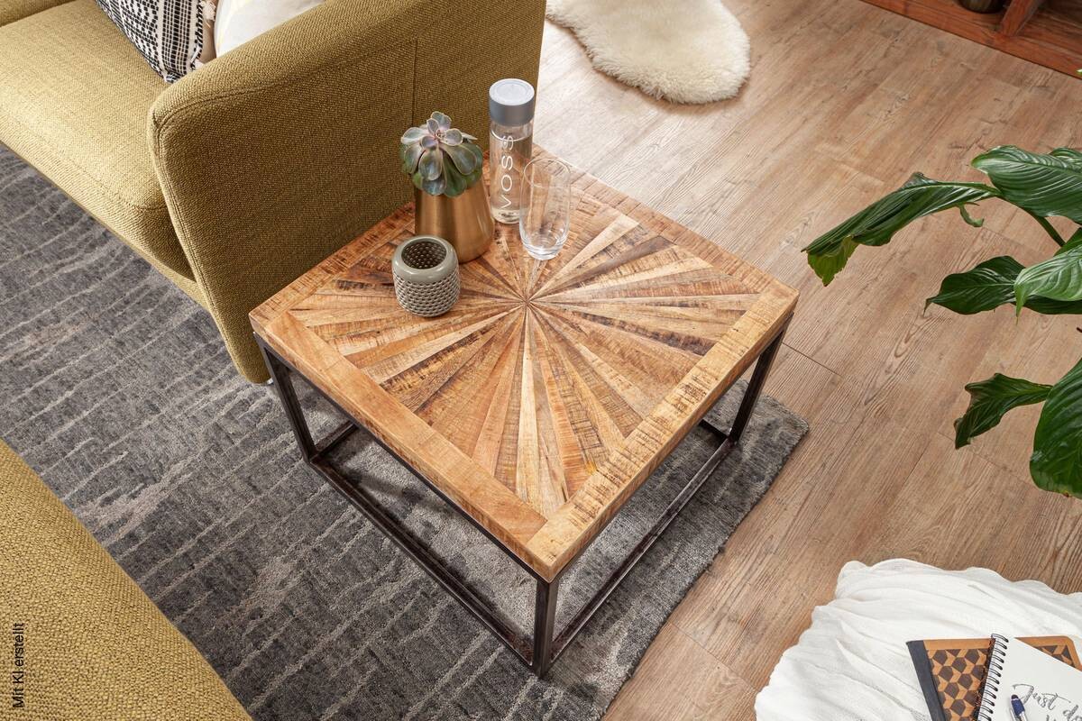 Couchtisch natur natur grau lackiert B/H/T: ca. 55x40,5x55 cm