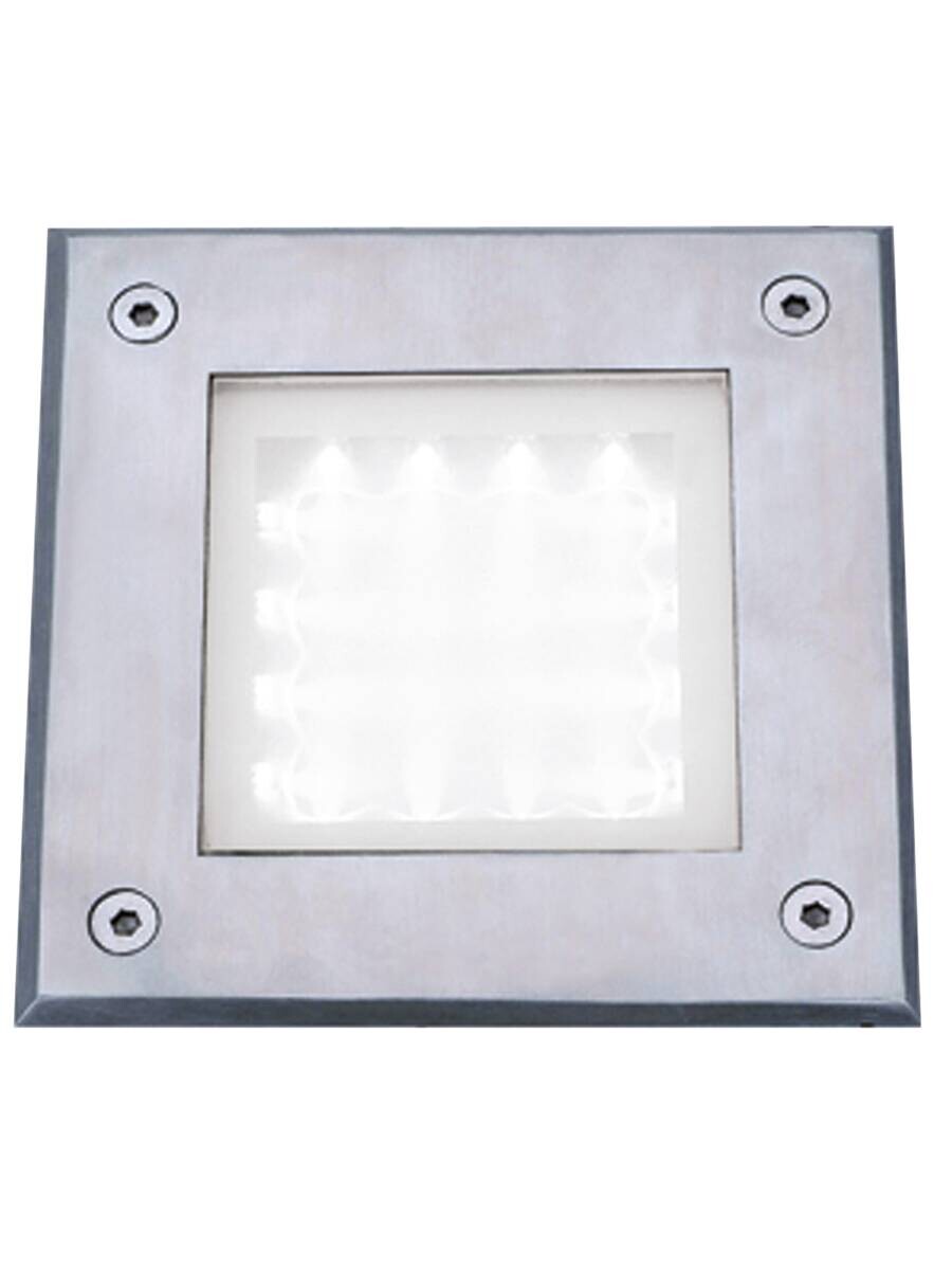 LED-Außenbodeneinbauleuchte klar silber B/H/L: ca. 15x12,4x15 cm