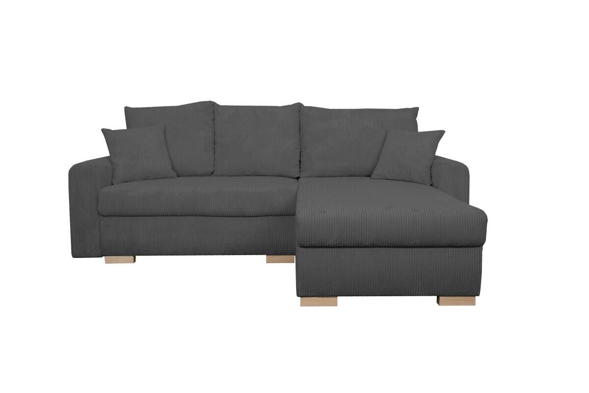Ecksofa mit Bettfunktion und Bettkasten anthrazit Microfaser B/H/T: ca. 224,5x90x168 cm
