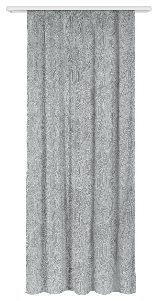 Dekovorhang Paisley silber B/L: ca. 140x245 cm