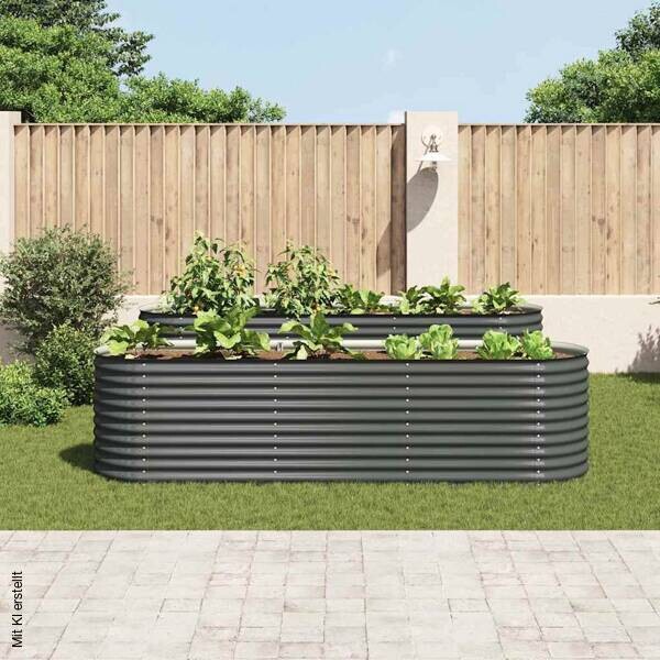 Garten-Hochbeet grau Stahl B/H/L: ca. 80x81x320 cm