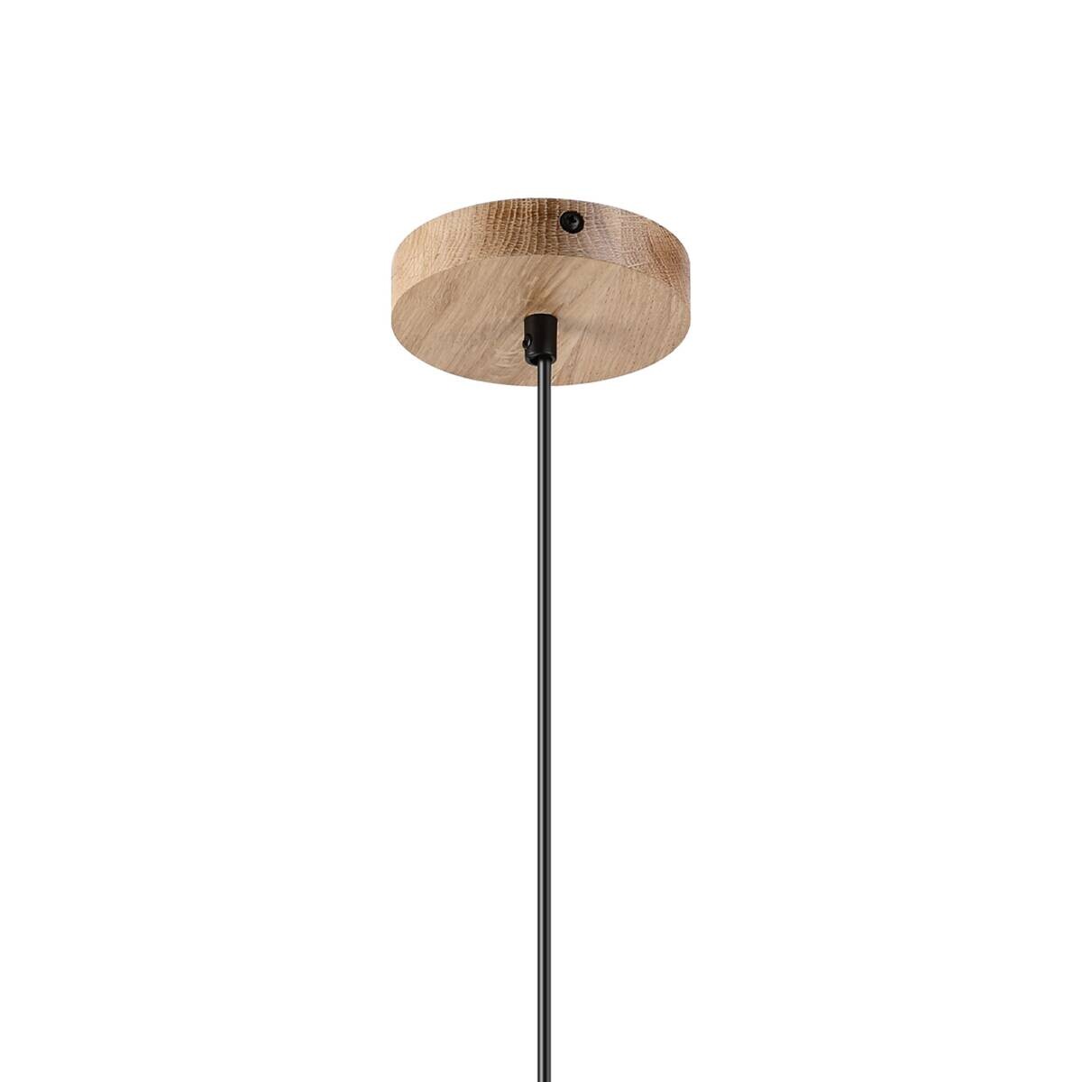 Lamkur Pendelleuchte Eiche Glas B/H/L: ca. 28x120x28 cm E27 1 Brennstellen