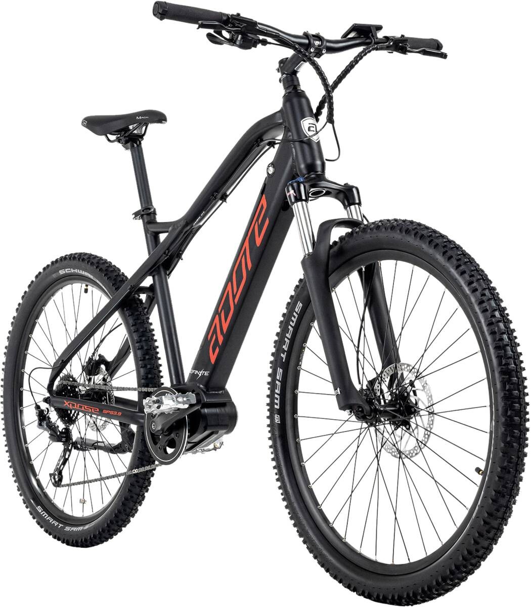 Adore Mountain E-Bike Xpose 27,5'' Xpose 27,5 Zoll Rahmenhöhe 51 cm 9 Gänge schwarz schwarz ca. 250 W ca. 36 V ca. 27,5 Zoll